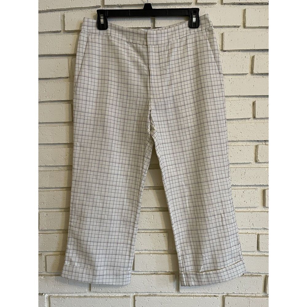 JOIE Cream w/Black & Tan Stripe Cropped & Cuffed Dress Pants Size Small NWOT